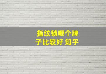 指纹锁哪个牌子比较好 知乎